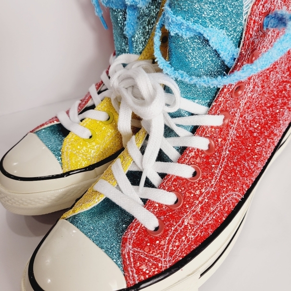 NEW J. W. Anderson Glitter Converse All Star High Top Sneakers Mens 13 - Picture 3 of 12